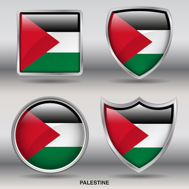 Download Palestine flag bevel shapes icon | Premium Vector