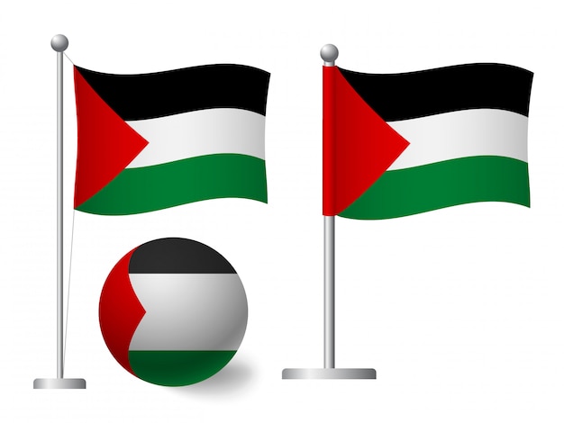 Download Palestine flag on pole and ball icon | Premium Vector