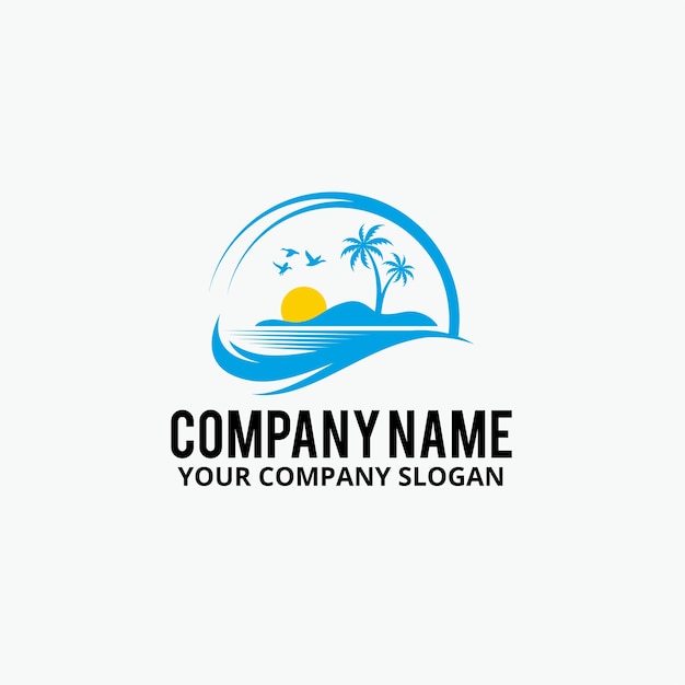 Premium Vector | Palm beach logo design