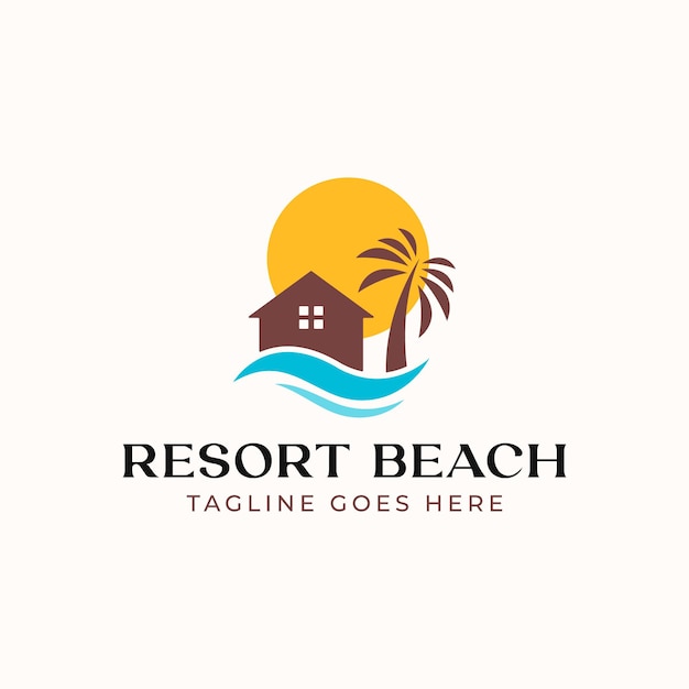 Premium Vector | Palm resort logo template isolated in white