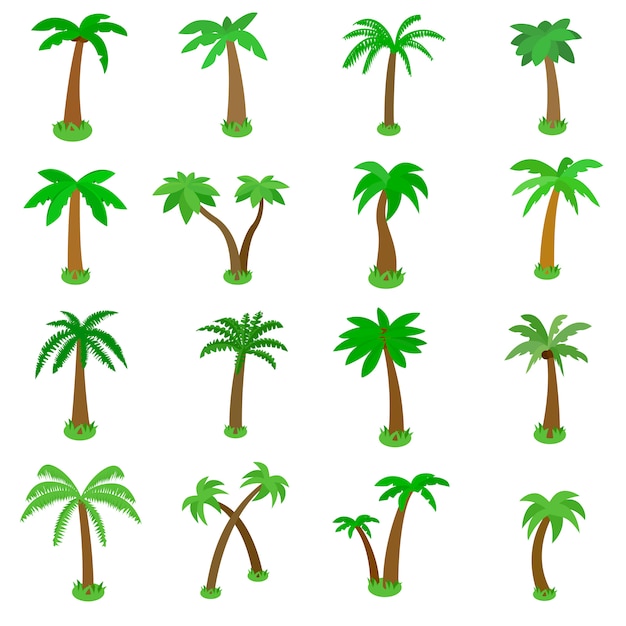 Download Palm tree icons set in isometric 3d style isolated on ...