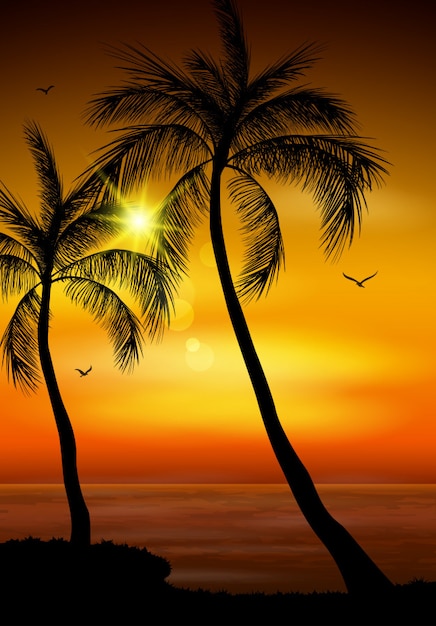 Download Palm tree silhouette | Premium Vector