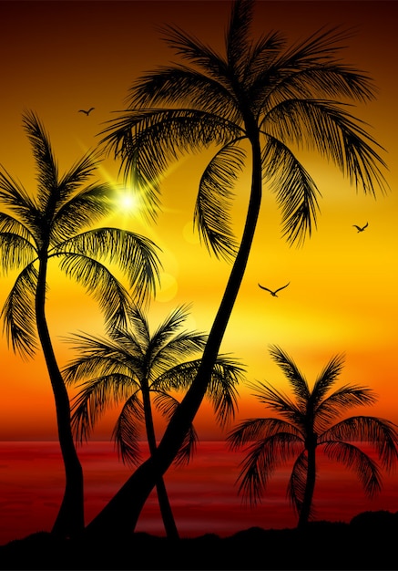 Download Palm tree silhouette. | Premium Vector