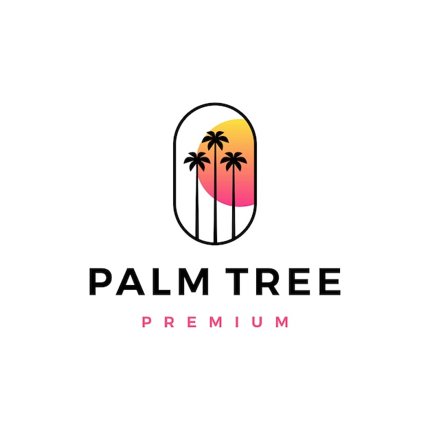 Download Free Palm Tree Sunset Logo Icon Illustration Premium Vector Use our free logo maker to create a logo and build your brand. Put your logo on business cards, promotional products, or your website for brand visibility.