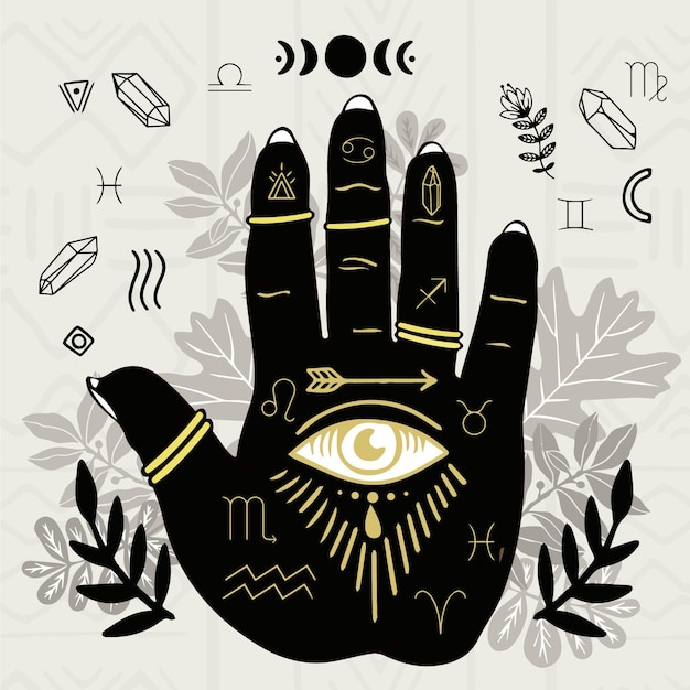 Free Vector | Palmistry concept with eye symbol