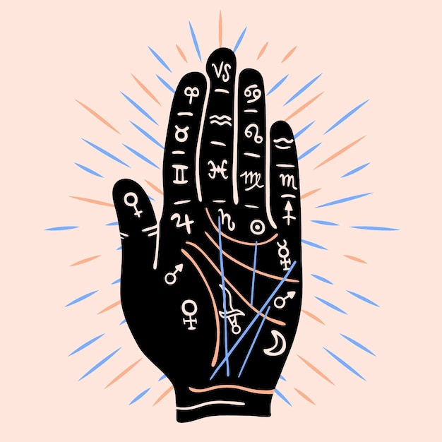 Free Vector | Palmistry concept with symbols