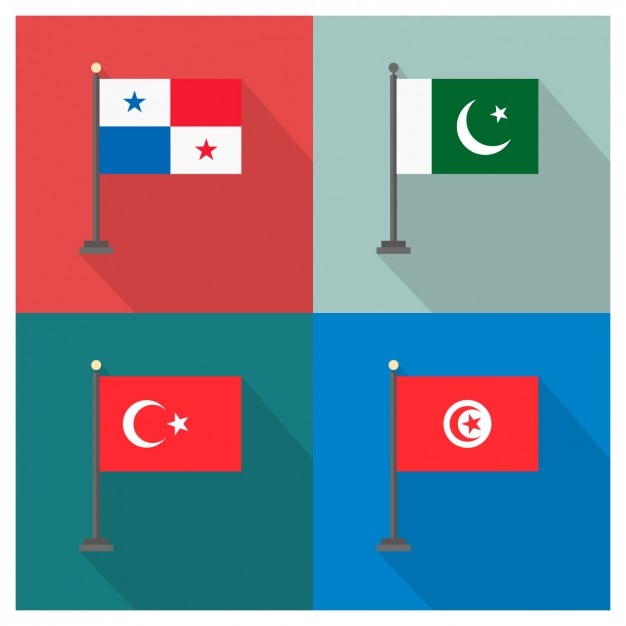 パナマ パキスタン トルコ チュニジアの国旗 無料のベクター