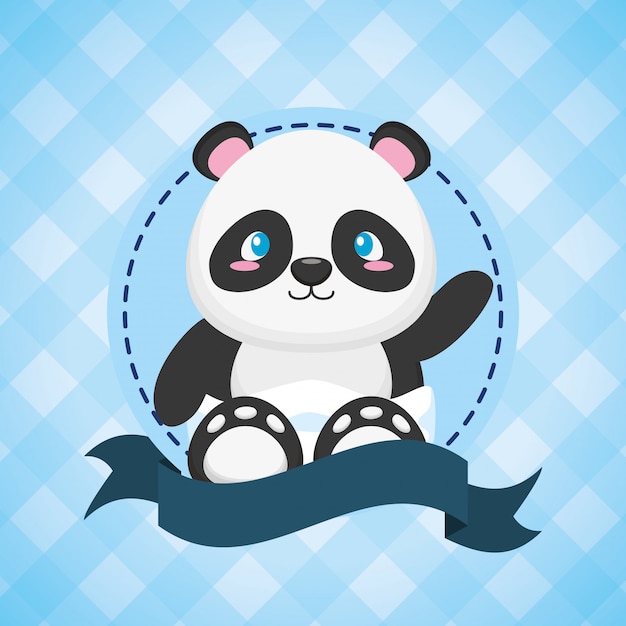 Download Panda for baby shower card | Free Vector