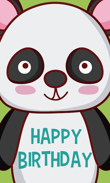Download Panda bear happy birthday cute card cartoons | Premium Vector