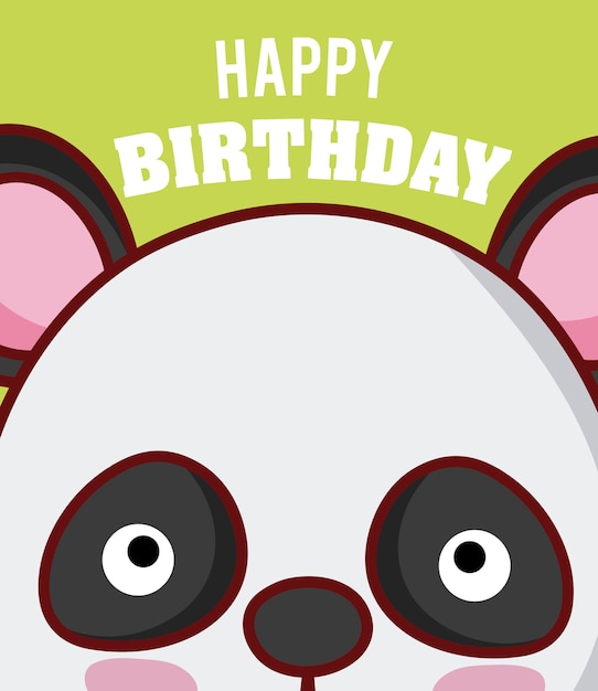 Download Panda bear happy birthday cute card cartoons Vector ...