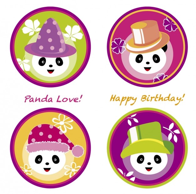 Download Panda birthday love Vector | Free Download