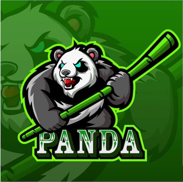 Panda esport mascot logo Premium Vector