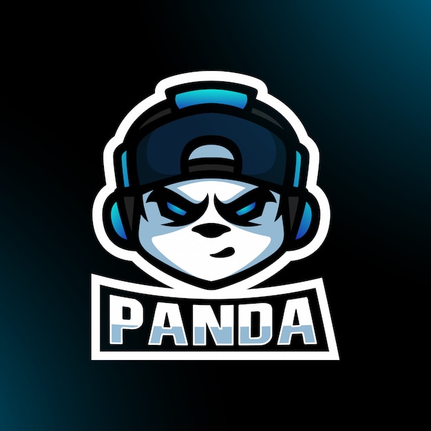 Premium Vector Panda Head Angry With Headphones Snapback Hat Cap Gaming Esport Youtuber Streaming Mascot Logo