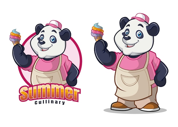 Premium Vector | Panda and ice cream character mascot design