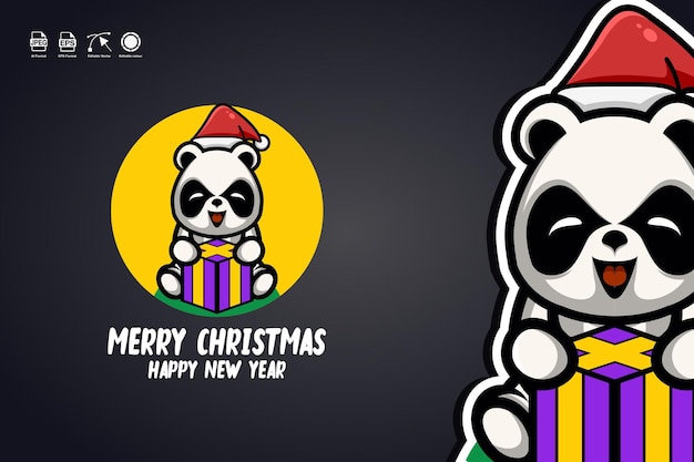 Premium Vector Panda Merry Christmas