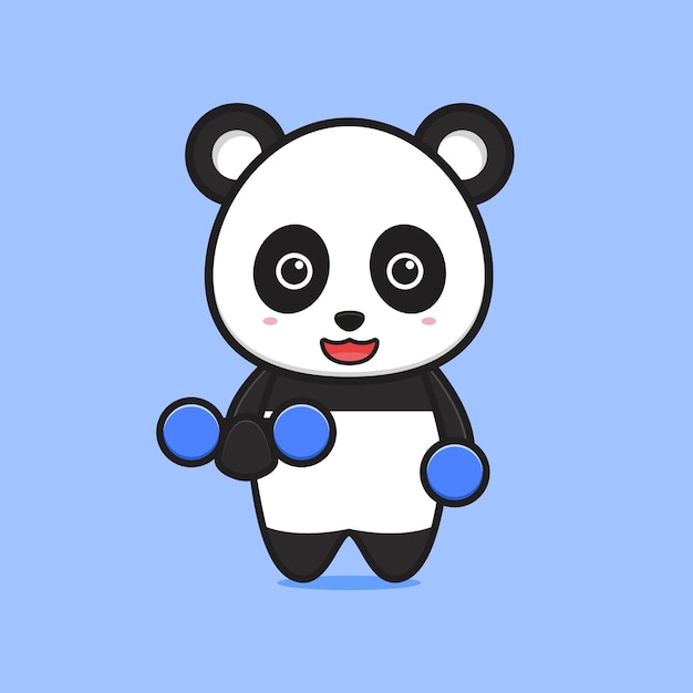 Premium Vector | Panda panda lifting weights cartoon icon vector ...