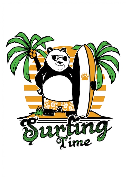 Premium Vector Panda Surfing