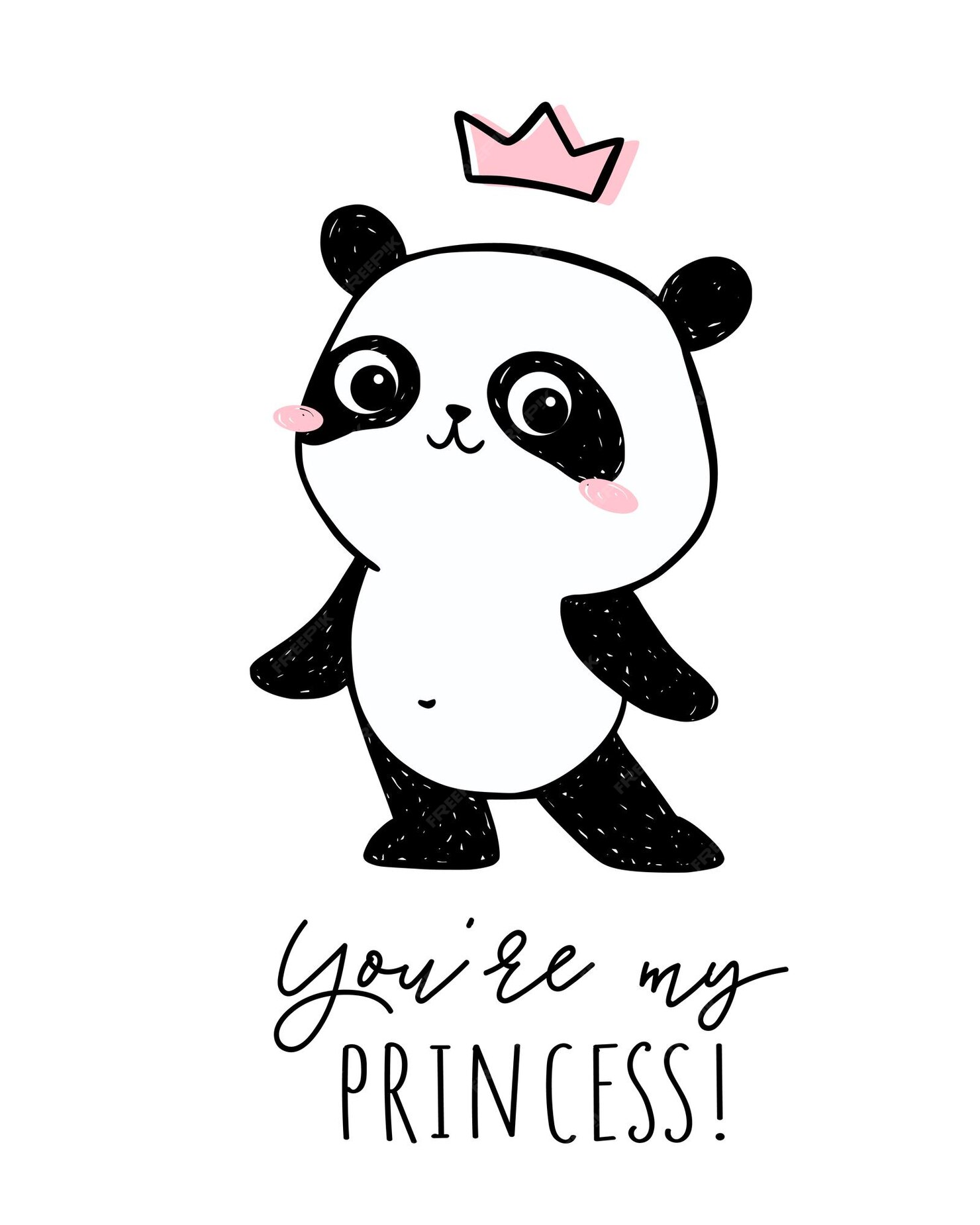 Premium Vector Panda With Pink Crown And Text Youre My Princess