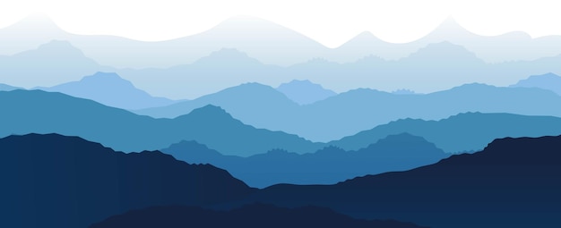 Premium Vector Panoramic View Of The Mountain Vector Illustration