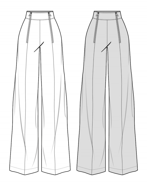 Pants fashion flat sketch template Vector | Premium Download