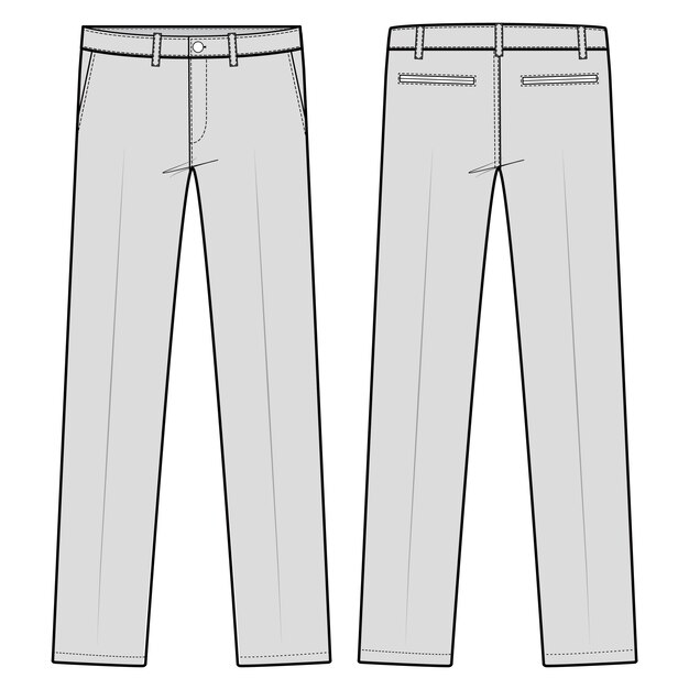 Pants formal trousers fashion flat sketch template | Premium Vector