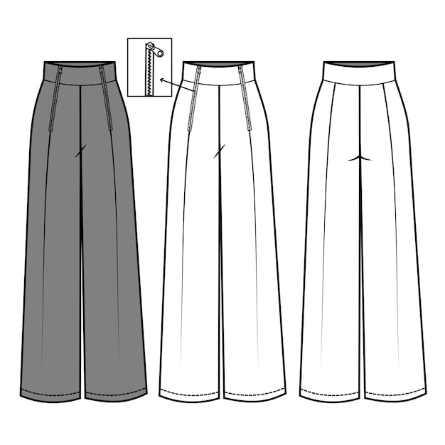 Premium Vector | Pants for ladies fashion flat template