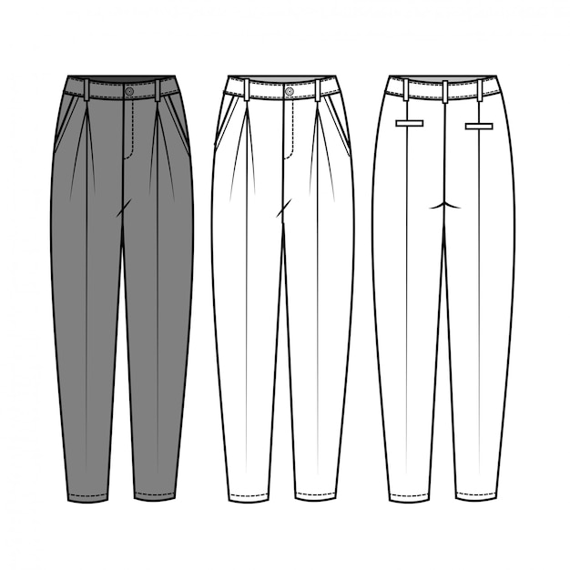 Premium Vector | Pants for ladies fashion flat template