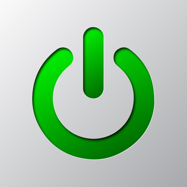Premium Vector | Paper art of green power button isolated. vector ...