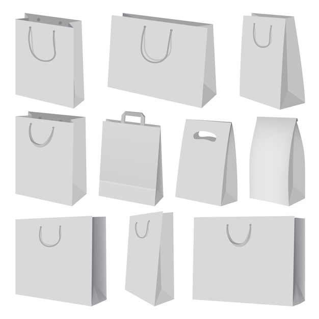 Download Paper bag mockup set. realistic illustration of 10 paper ...