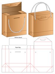 Premium Vector Paper Bag Packaging Die Cut Template 3d