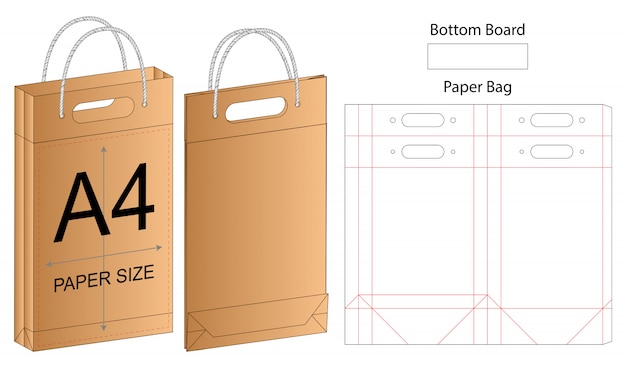 Download Paper bag packaging die cut template . 3d | Premium Vector