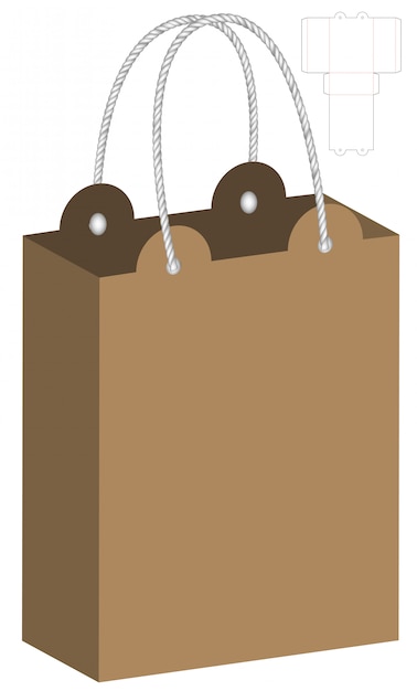 Download Paper bag packaging die cut template design Vector ...