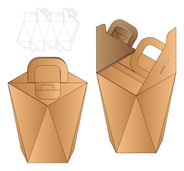 Download Paper bag packaging die cut template | Premium Vector