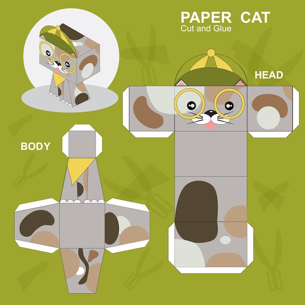Premium Vector Paper cat template