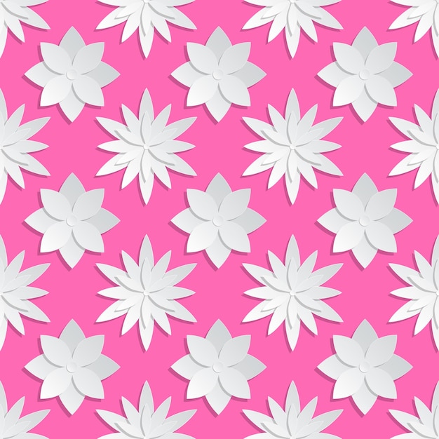 紙切り花の背景 折り紙の花柄 ピンクの背景に花の折り紙 紙の折り紙のイラストのデザイン 無料のベクター