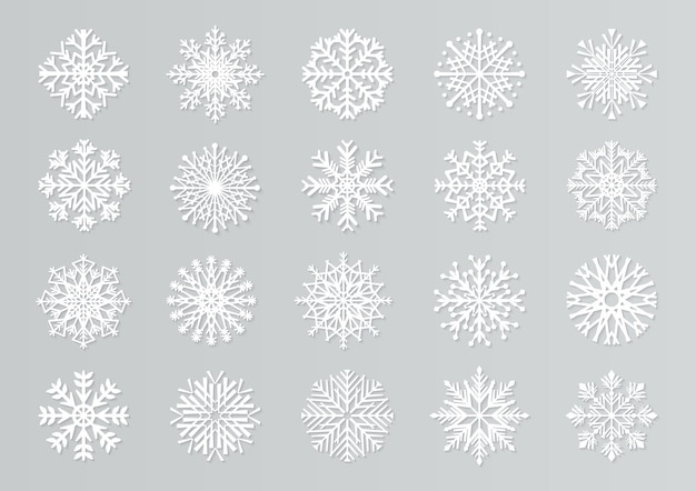 Download Premium Vector Paper Cut Snowflakes White 3d Christmas Design Templates Paper Cutout Snow Elements Set