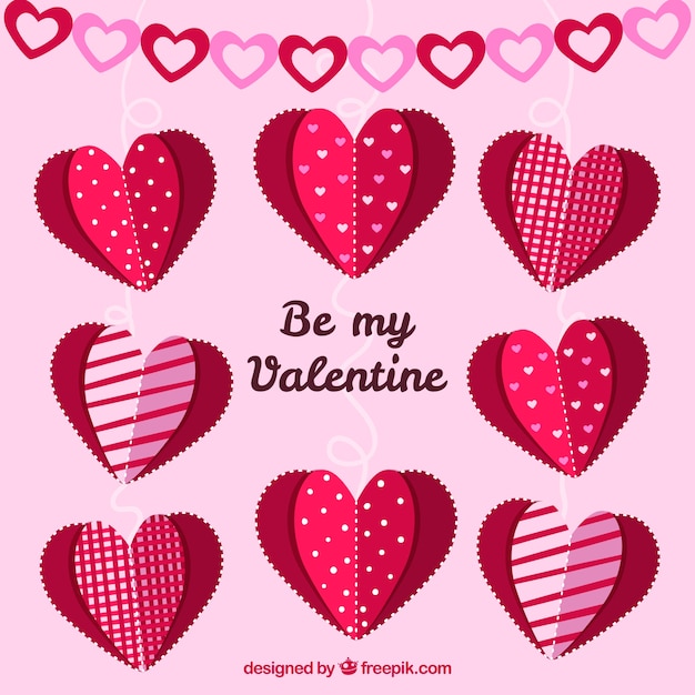 Download Paper cut valentine's day with hearts | Free Vector