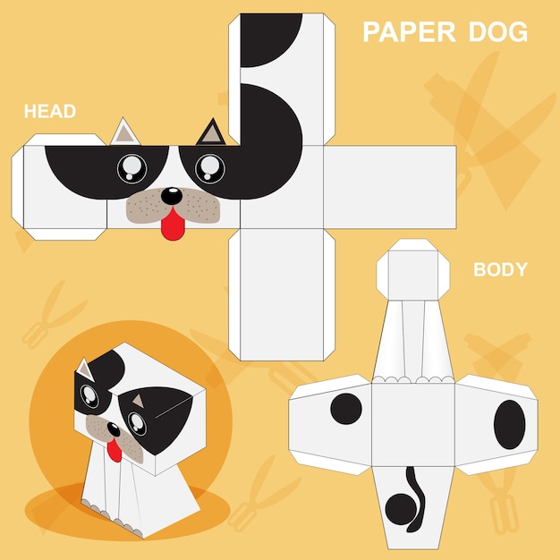 Paper dog template Vector Premium Download