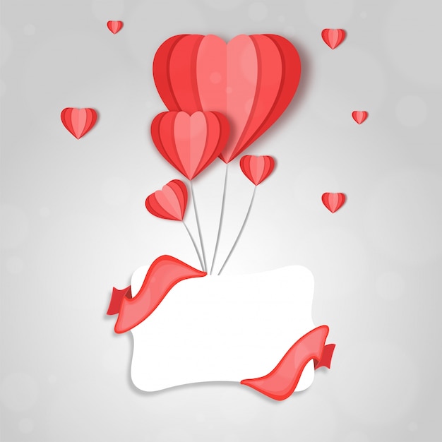 Download Premium Vector | Paper hot air balloon in heart style with ...