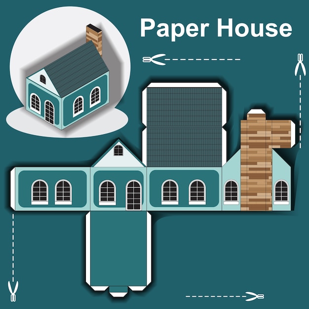 Premium Vector Paper house template