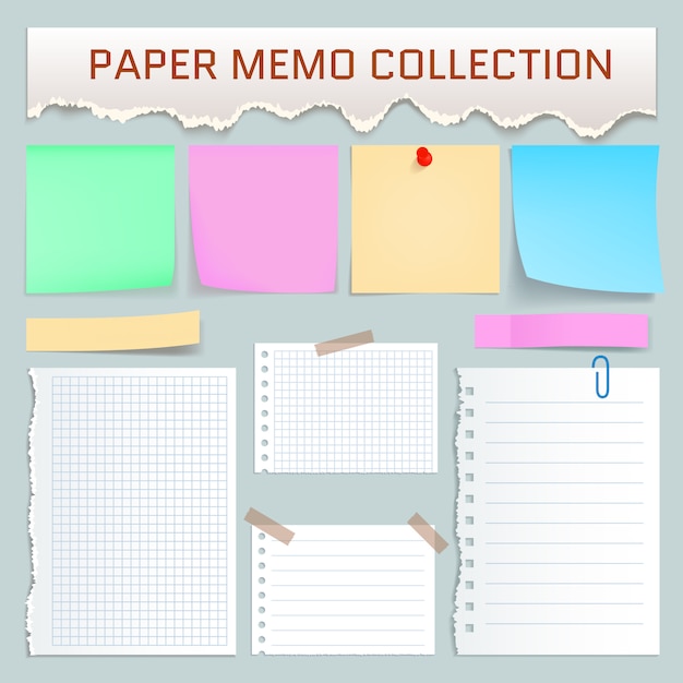 Download Premium Vector Paper Memo Mockup Set Realistic Illustration Of 10 Paper Memo Mockups For Web PSD Mockup Templates