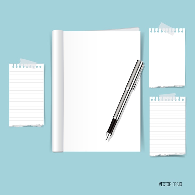 Free Vector | Paper notes on blue background