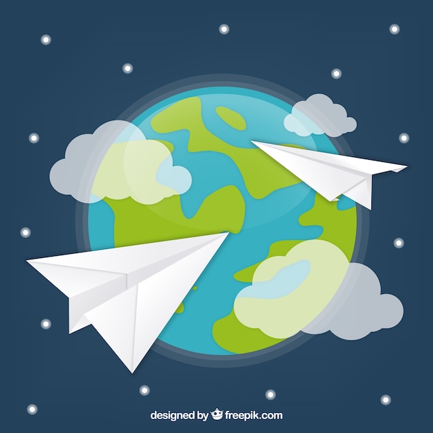 Paper airplane game around the world