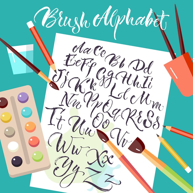 Paper sheet with hand drawn alphabet Free Vector