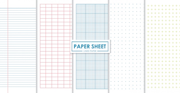 Paper sheets lined and dots collection Premium Vector