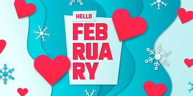 Premium Vector | Paper style hello february background