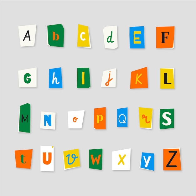 Free Vector Paper Style Ransom Note Letter Set