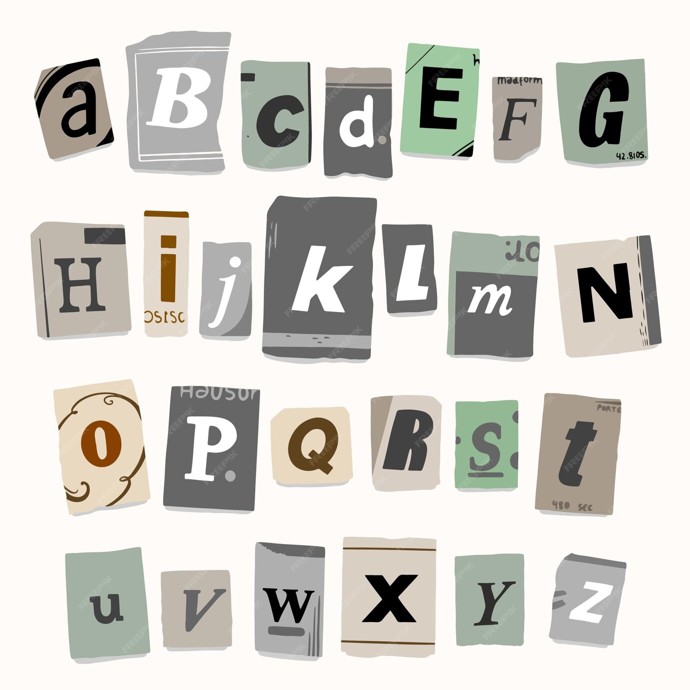 Free Vector | Paper style ransom note letter set