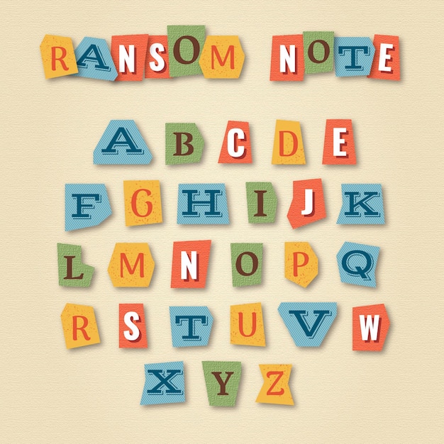 Free Vector Paper Style Ransom Note Letter Set