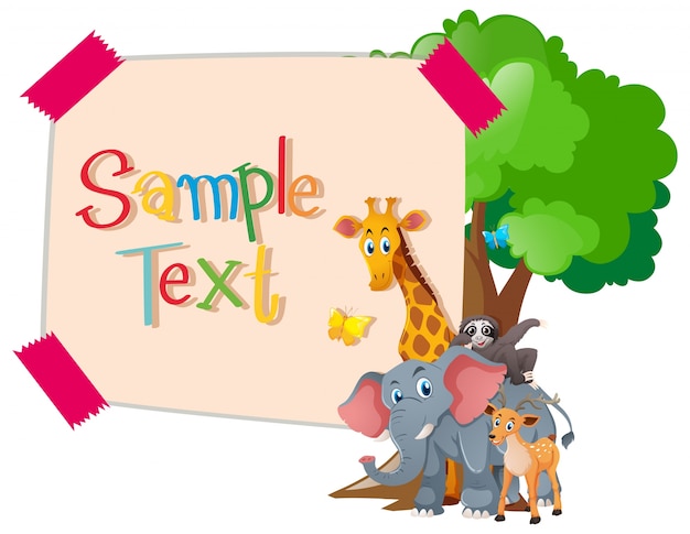 Paper template with wild animals under\
tree